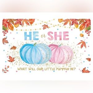 Gender Reveal Backdrop He or She Fall Pink or Blue Boy or Girl